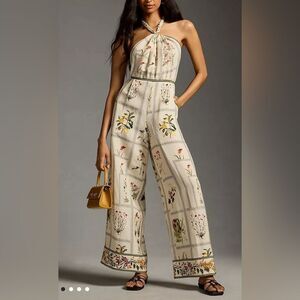 Ranna Gill Printed Wide-Leg Halter Jumpsuit By Anthropologie